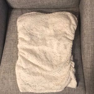 White strapless crop top